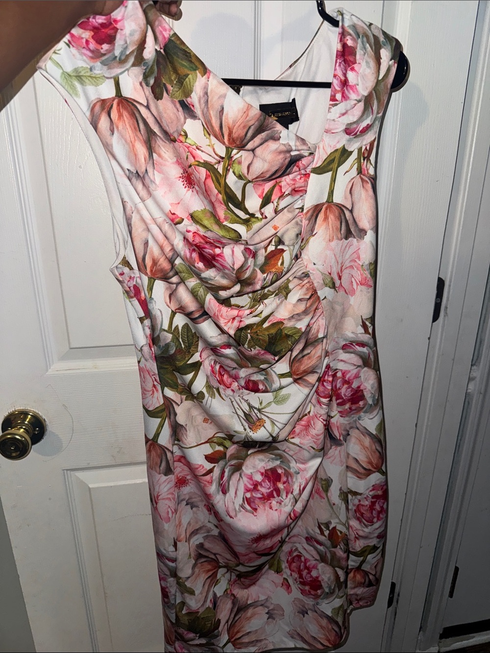 Alexia Admor Pink Floral Midi Dress on Cream